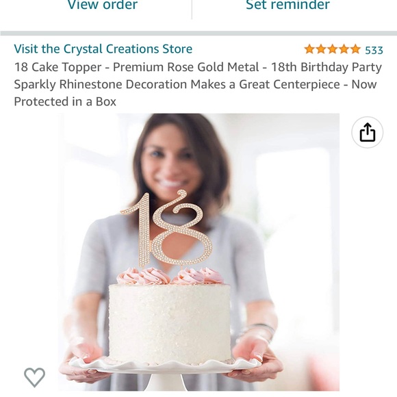 Rose Gold Cake Topper for 18th Birthday! Brand New in box! - Picture 2 of 4